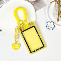 Acrylic Card Case Pendant Card Holder INS Kpop Photocard Holder Transparent Plug-in Card Case Keychain Photo Frame Badge Holder