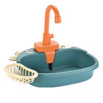 Kids Electric Play Kitchen Sink Set with Fruit & Tableware Toys