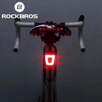 ROCKBROS Dviračio žibintas Vandeniui atsparus Dviratininko šalmo galinis žibintas Dviratis LED USB įkraunamas Saugos naktinio važiavimo galinis žibintas juoda