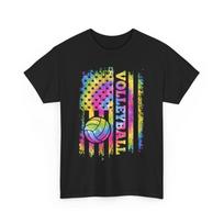 Volleyball American Flag Shirt, Volleyball Sports Lovers Tie Dye T-Shirt S įvairiaspalvis