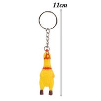 Mini Rubber Squeeze Screaming Chicken Toy Pendant Keychain Yellow Shrilling Chicken Voice Keyring Creative Gift for Kids Friends