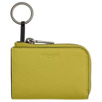 COACH 11 Exquisite Pebble Zipper Closure Lined Leather Key Case Mini Women Lime Green lime green žalia