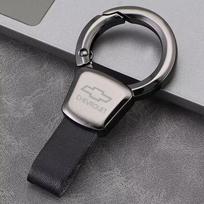 Leather Keychain Holder Key Chain Rings Pendant For Chevrolet Aveo Captiva Blazer Cruze Malibu Orlando Equinox Spark Sail S10 juoda