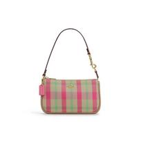COACH Nolita 19 vintage plaid zipper closure fabric handbag small women's pink rožinė