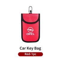 Car Key Case Signal Blocker Bag RFID Shielding Pocket For Opel Corsa Astra Insignia Vectra Zafira Meriva Mokka Grandland Vivaro raudona