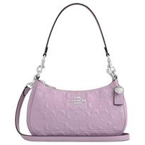 COACH Teri 25 Heart Charm Silver Metallic Leather Shoulder Bag Medium Women's Light Purple sidabras