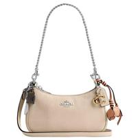 COACH Teri 20 Brand Logo with Charm Leather Shoulder Bag Small Women's Ivory ruda
