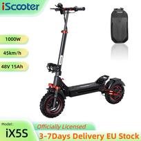 iScooter iX5S 45KM/H Elektrinis paspirtukas Galia 1000W Baterija 48V15Ah Nuvažiuojamas atstumas 65km 11 colių ratai Sulankstomas E paspirtukas iX5S 45KM/H juoda