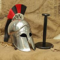 Handmade Greek Corinthian Helmet  Silver Spartan Warrior Armor  Plume Crested Cosplay Prop