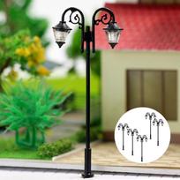 5pcs 1/87 HO Model Miniature Lawn Railway Train Micro Landscape 3V Lamppost Lights, LEDs White Table