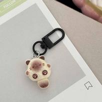 Cute Cartoon Cat Key Chains Mobile Phone Case Strap Donut Pendant Decoration Phone Lanyard Handmade Kawaii Charms Keyring Gifts