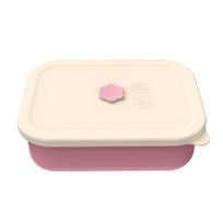 Food Grade Silicone Lunch Box Leak-Resistant Square Meal Prep Container High Temperature Resistance 4 Compartments rožinė