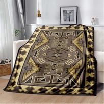 Vintage Kilim Tribal Geometric Print Flannel Blanket, Soft Cozy Throw for Bed Sofa, Ethnic Home Decor 80cm x 120cm