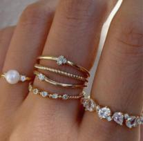 10Pcs Rings Suit for Women Gold-color Chain Ring Set Bohemian Style Coin Snake Moon Star Party Leaves Love Trend Gift Jewelry