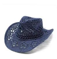 Classic Vintage Unisex Straw Western Cowboy Hat with Wide Brim Hollow out Design for Women Men Fishing Climbing Sun Protection 56-58CM