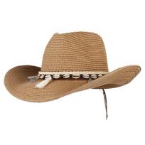 Western Cowboy Hat for Men Outdoor Summer Straw Hat Womens Wide Brim Sun Cowgilrl Hat chaki
