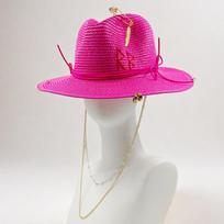 DIY Palm Leaf Straw Hat with Pearl Chain — Flat-Top Sun Hat | New Korean-Style Beach Hat with Elastic Band | Candy-Colored Sun 56-58cm