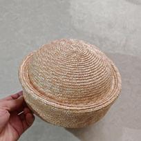 Summer Knitted Beret Women's Sun Hat Circle Concave Top Straw Hat Church Derby Party Beach Hat natūrali