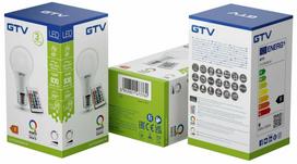 Lemputė GTV LD-PC2A60RGBW-9W LED, A60, 3000 °K, E27, 9 W, 830 lm