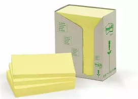 Ekologiškas lipdukų bloknotas „Post-it TOWER“, 76 x 127 mm, pastelinės geltonos spalvos, 16 vnt. po 100 lapų (3M0282)