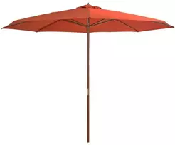 Lauko skėtis nuo saulės su mediniu stulpu, terakota, 350cm