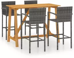 Lauko baldų komplektas Sodo baro baldų komplektas, 5 dalių, pilkos spalvos