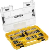 Grąžtas 85 vnt. rinkinys PH, PZ, TX antgaliai, grąžtai medienai, metalui ir betonui, didelis tvirtas dėklas, DEWALT [DT70762-QZ]