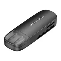 Vention Du viename USB 2.0 A (SD+TF) atminties kortelių skaitytuvo ventiliacija CLEB0 (juoda)