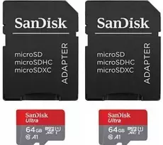 Atminties kortelė SanDisk Ultra Micro SDXC 64GB + 64GB 10 klasės UHS-I/U1 A1 kortelė (SDSQUAB-064G-GN6MT)