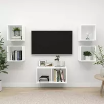 TV staliukas Televizoriaus spintelių komplektas, 5 dalių, baltas, MDP