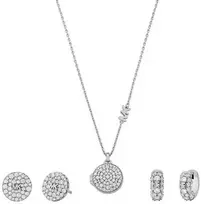 Michael Kors Prabangus sidabro papuošalų rinkinys MKC1700SET (kaklo papuošalas, 2x auskarai)