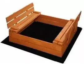 Smėlio dėžė su dangčiu ir suoliukais Springos 180x180cm impregnuota