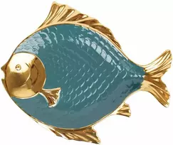 Home4You Lėkštė AUKSINĖ ŽUVELĖ 38x34cm, žalia