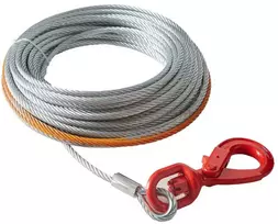 Cinkuotas plieno gervės lynas 9.5 mm x 30.5 m, vilkimo trosas su kabliu visureigiui, sunkvežimiui, bekelės automobiliui