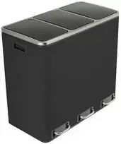 Spacetronik Trijų skyrių metalinė šiukšliadėžė, juoda, V1 V1