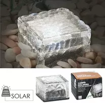 Stiklinė saulės lempa – kubas 7 × 7 × 5 cm, šaltai balta LED