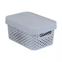 Dėžė su dangteliu, skirta daiktams laikyti / žaislams Curver Infinity Dots, 4,5 l, pilka, 27 x 19 x 12 cm