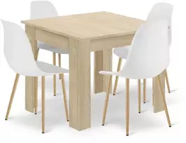 Lauko baldų komplektas Leobert Baldų komplektas su stalu ir 4 kėdėmis, ąžuolo sonoma/baltas, 80 × 80 cm
