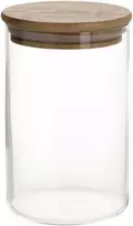 Home4You Bamboo Stiklinis indas JARA D8,3xA13cm 790ml su bambukiniu dangteliu