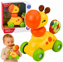 Lean Toys Žirafa ant ratukų geltona