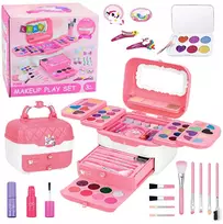 Lean Toys Vaikiškas makiažo lagaminėlis rožinis 72 vnt.