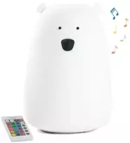 Rabbit&Friends - Įkraunamas šviestuvas su nuotolinio valdymo pultu ir garsiakalbiu (USB C)
