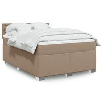 Lova su spyruoklėmis/čiužiniu, kapučino,160x200cm, dirbtinė oda