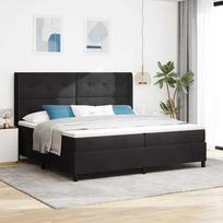 Kiemas lova su čiužiniu Juoda 200 x 200 cm Aksomas
