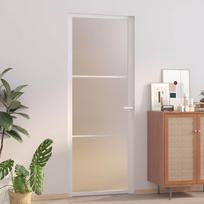 us durys, baltos, 76x201,5cm, matinis stiklas ir aliuminis