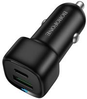 Juodas automobilinis 38W USB-C + USB-A pakrovėjas "Borofone BZ34B"
