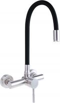 Wall-mounted kitchen faucet with bent spout