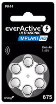 Dydis 675, klausos aparato akumuliatorius Implant HD, 1.45V everActive Zn-Air PR44 pakuotėje po 6 vn