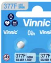 377 baterijos Vinnic sidabro oksidas SR626SW/0377 pakuotėje po 1 vnt.