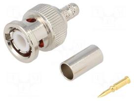 Plug | BNC | male | straight | 50Ω | crimped | for cable | delrin (POM)